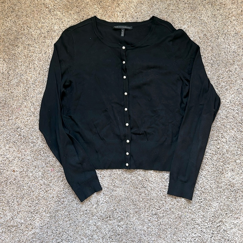 Black sweater with pearl snap buttons